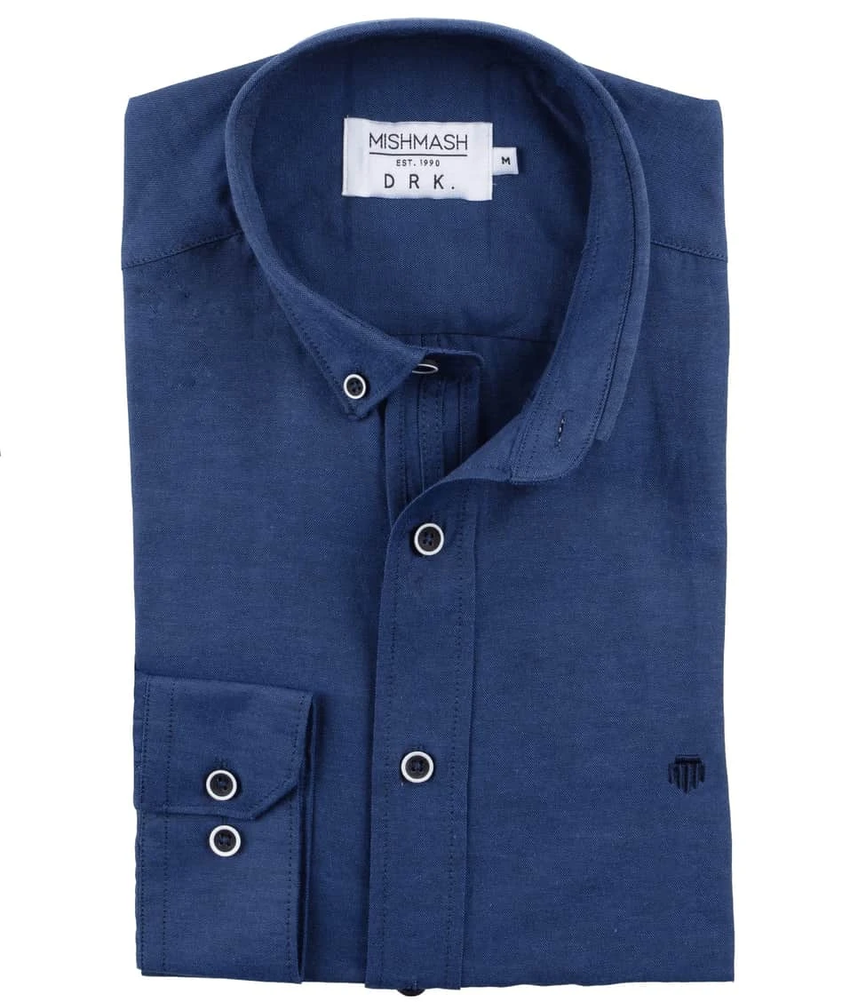 Mish Mash Men's Classic Oxford Shirt Summit Long Sleeve Indigo Navy 6 Mish Mash Men's Classic Oxford Shirt Summit Long Sleeve Indigo Navy - Image 4