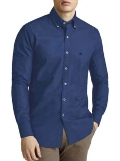 Mish Mash Men's Classic Oxford Shirt Summit Long Sleeve Indigo Navy
