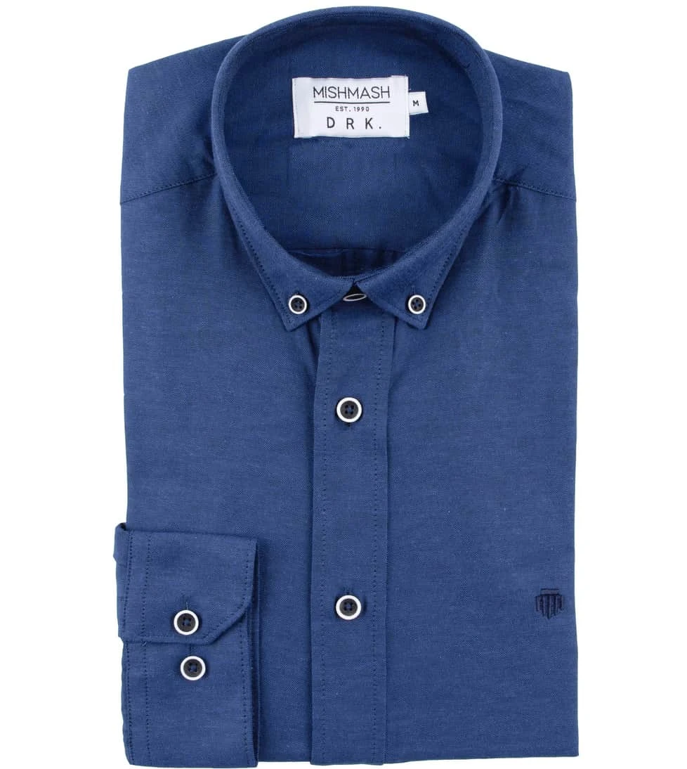 Mish Mash Men's Classic Oxford Shirt Summit Long Sleeve Indigo Navy 5 Mish Mash Men's Classic Oxford Shirt Summit Long Sleeve Indigo Navy - Image 3