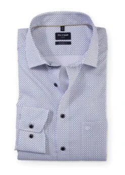 Olymp Men's Dress Shirt Modern Fit 1320/34/22 White Dot Print