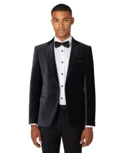 Remus Uomo Men's Monti Slim Fit Velvet Tuxedo Jacket Black
