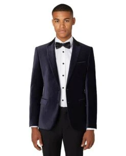 Remus Uomo Men's Monti Slim Fit Velvet Tuxedo Jacket Navy