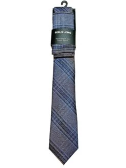 Remus Uomo Mens Tie & Pocket Square Set Blue