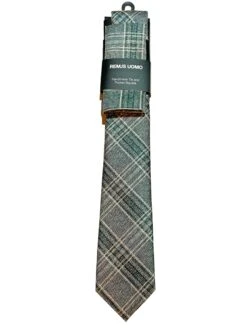 Remus Uomo Mens Tie & Pocket Square Set Green
