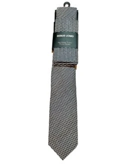 Remus Uomo Mens Tie & Pocket Square Set Grey/Navy