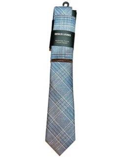 Remus Uomo Mens Tie & Pocket Square Set Sky Blue