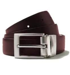 Remus Uomo Reversible Leather Belt Burgundy/Black