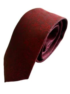 Remus Uomo Tie & Pocket Sqaure Set Floral Wine