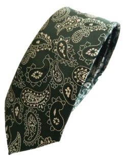 Remus Uomo Tie & Pocket Sqaure Set Paisley Dark Green