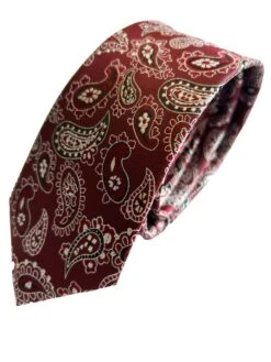 Remus Uomo Tie & Pocket Sqaure Set Paisley Wine