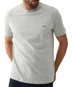RM Williams Mens Parson T-Shirt Grey Marl/Chestnut