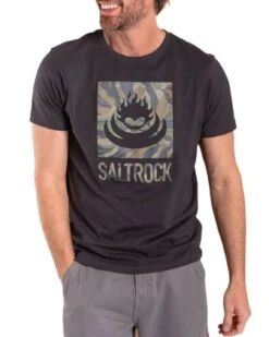 Saltrock Mens Camo Leaf Flame T-Shirt Dark Grey