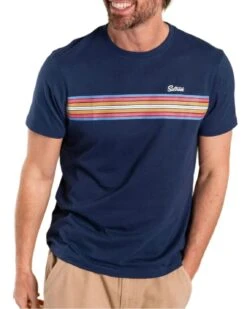 Saltrock Mens Classic Stripe T-Shirt Blue Dress Navy