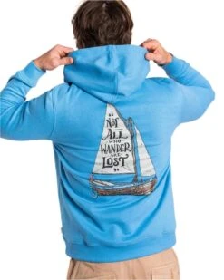 Saltrock Mens Lost Ships Pop Hoodie Light Blue