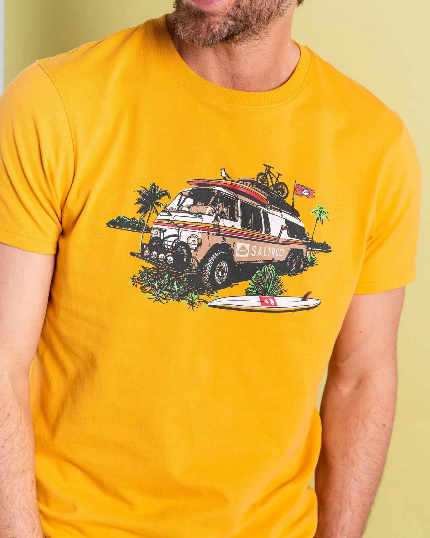 Saltrock Mens Retro Camper T-Shirt Gold 5 Saltrock Mens Retro Camper T-Shirt Gold - Image 3