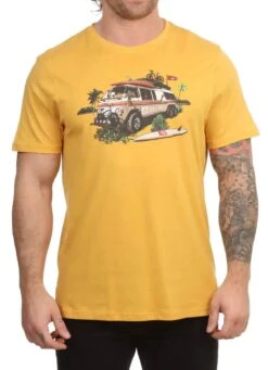 Saltrock Mens Retro Camper T-Shirt Gold