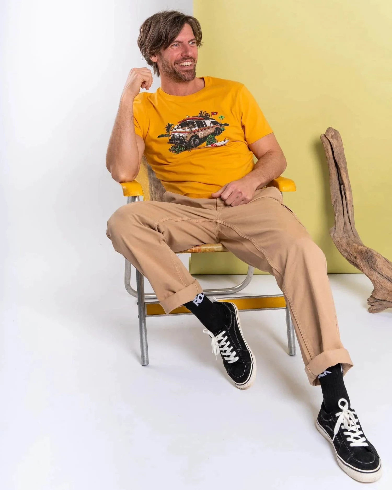 Saltrock Mens Retro Camper T-Shirt Gold 4 Saltrock Mens Retro Camper T-Shirt Gold - Image 2