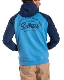 Saltrock Mens Strike Logo Pop Hoodie Light Blue