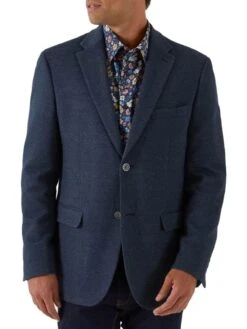 Skopes Mens Tailored Warlow Tweed Blazer Jacket Navy