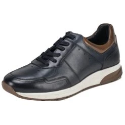 Sloane Mens Max Leather Trainers Navy