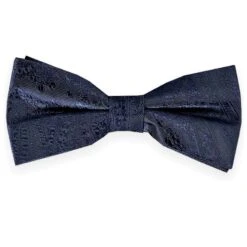 Vichi Mens Bow Tie & Pocket Sqaure Set Navy Paisley