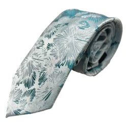 Vichi Mens Tie & Pocket Square Set Floral Turquoise