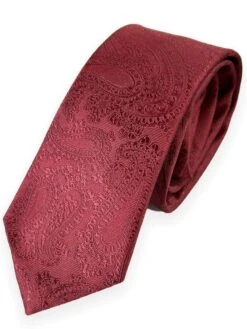 Vichi Mens Tie & Pocket Square Set Paisley Print Red