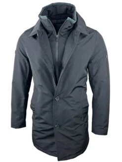 White Label Mens Hayes Water Repellant Overcoat Black