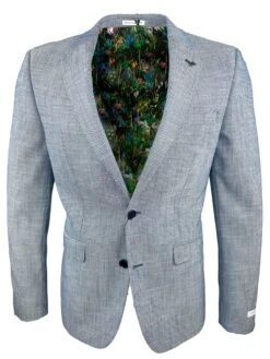 White Label Mens Jasper Jacket Tapered Fit Blue/White Geometric