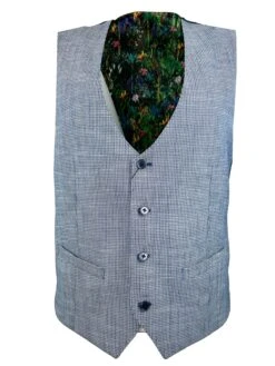 White Label Mens Jasper Waistcoat Tapered Fit Blue/White Geometric