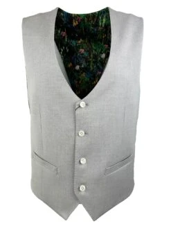 White Label Mens Jasper Waistcoat Tapered Fit Stone Grey