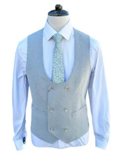 White Label Mens Joel DB Waistcoat Stone Grey