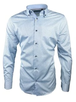 White Label Mens Tapered Casual Shirt Blue Star Print