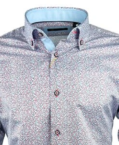White Label Mens Tapered Casual Shirt Red Floral Print -Casa Moda Store white label mens tapered casual shirt red floral print northern ireland belfast lisburn 734