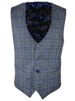 White Label Tapered Fit Grey/Navy Waistcoat