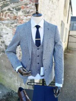 White Label Tapered Fit Houndstooth Jasper Waistcoat Blue