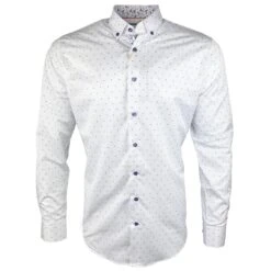 White Label Tapered Fit Shirt White Blue Geometric