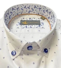 White Label Tapered Fit Shirt White Blue Geometric -Casa Moda Store white label tapered fit shirt blue geometric northern ireland belfast lisburn 983