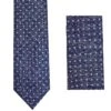 White Label Tie & Pocket Square Set Navy Polka