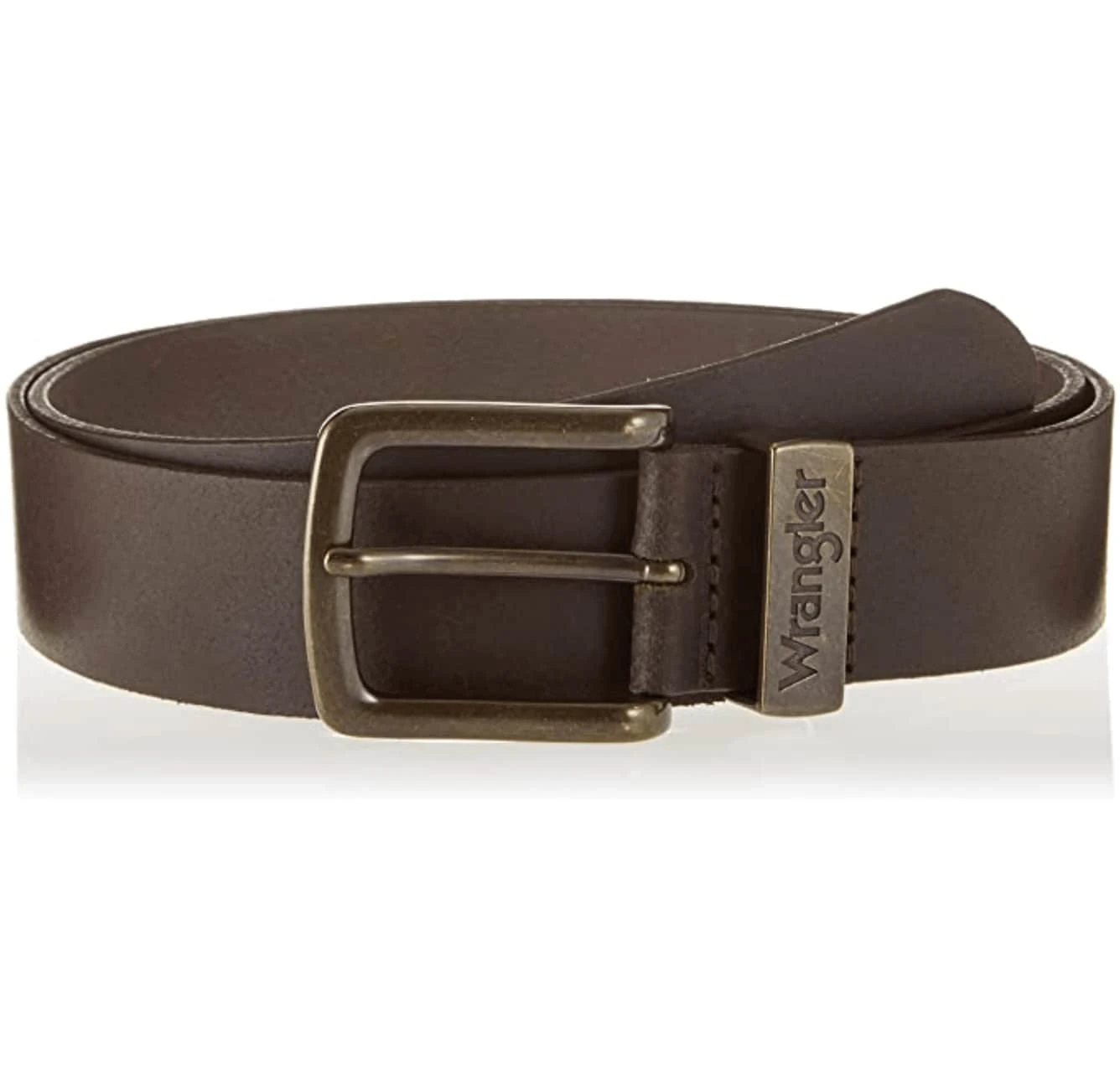 Wrangler Men's Belt Metal Loop Leather Brown 4 Wrangler Men's Belt Metal Loop Leather Brown - Image 2