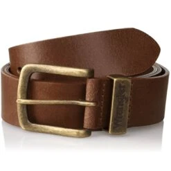 Wrangler Men's Belt Metal Loop Leather Belt Cognac
